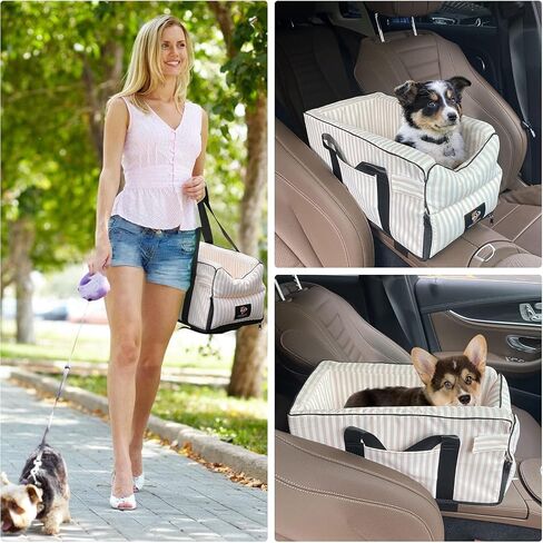 Dog Car Seat for Small Dogs, Center Console Pet Car Seat with Safety Tethers and Storage Pockets, Portable and Comfortable Travel Seat, Suitable for Small Pets Up to 10 Lbs (Gray) in Saudi Arabia