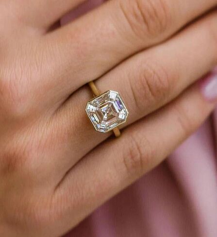 2.5 CT ASSCHER CUT MOISSANITE ENIGANGE ENIGANGE RING FRING ، SOLITAIRE LANDLAND GDEET Jewelry ، 14K Solid Gold Form in Kuwait