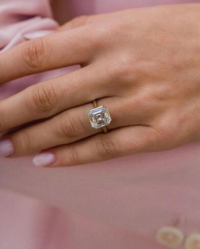 2.5 CT ASSCHER CUT MOISSANITE ENIGANGE ENIGANGE RING FRING ، SOLITAIRE LANDLAND GDEET Jewelry ، 14K Solid Gold Form in Kuwait