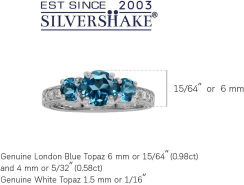 Silvershake 3-Stone Round Shape Gemstones White Gold Plated or Yellow Gold Plated 925 Sterling Silver Anniversary or Engagement Ring Bridal Jewelry for Women in Saudi Arabia