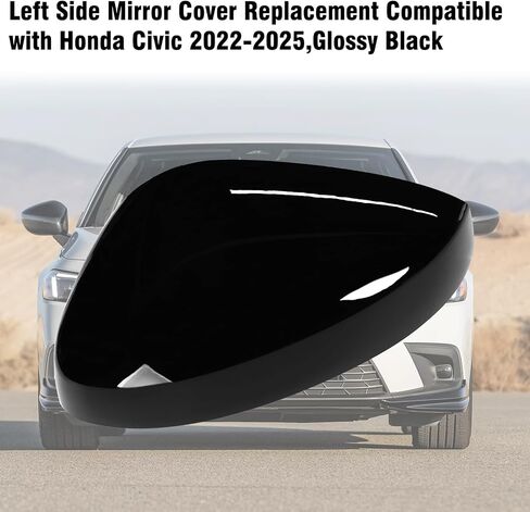 Moonlinks Compatible with Honda Civic 11th Gen 2022-2025 LX EX EX-L Si Sedan Sport Side Mirror Cover Replacement, Glossy Black Left Driver Side Clip-on Mirror Cap WITHOUT Turn Signal in Saudi Arabia