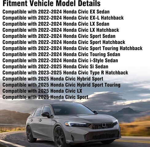 Moonlinks متوافق مع هوندا سيفيك 11th Gen 2022-2025 LX EX EX-L SI SEDAN SPORT SIDE PRESSION in Kuwait