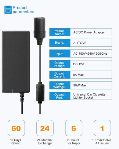 ALITOVE AC to DC Converter 110V to 12V Converter 3A Power Supply 36W Max with Car Cigarette Lighter Socket for Car Vacuum Cleaner Car Dash Cam Car MP3/MP4 Car Fan in Saudi Arabia