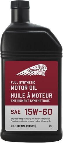Indian Motorcycle Oil 15W-60 Full Synthetic, Fits All V-Twin Engine Models, Motor Oils, Ultimate Engine Protection, Outstanding Clutch Performance and Shear Stability, 1 Quart - Part 2880187 in Saudi Arabia