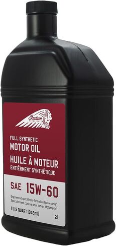Indian Motorcycle Oil 15W-60 Full Synthetic, Fits All V-Twin Engine Models, Motor Oils, Ultimate Engine Protection, Outstanding Clutch Performance and Shear Stability, 1 Quart - Part 2880187 in Saudi Arabia