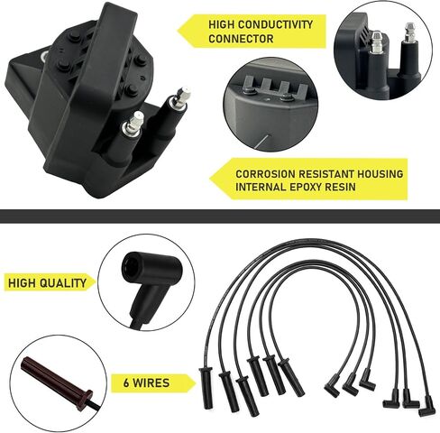 مجموعة من ملف الإشعال DR39 مع قابس وإشعال شرارة Iridium ومجموعة الأسلاك ، متوافقة مع Buick allure Lesabre Lacrosse Chevrolet Monte Carlo Lumina oldsmobile Intrigue Pontiac استبدال D555 GN0123 in Saudi Arabia