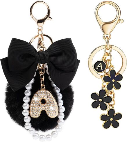 أنت wizv key -keykain for women girls cute bow flower puff ball purse bage bage for handbags backpack in Kuwait