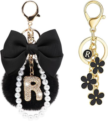 أنت wizv key -keykain for women girls cute bow flower puff ball purse bage bage for handbags backpack in Kuwait