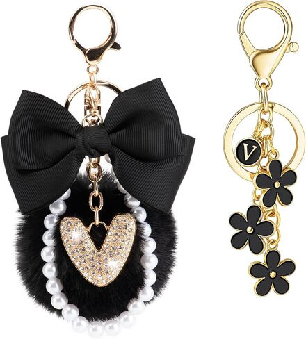 أنت wizv key -keykain for women girls cute bow flower puff ball purse bage bage for handbags backpack in Kuwait