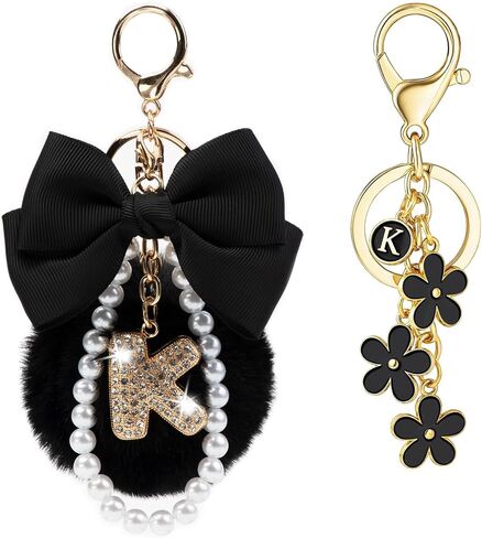 أنت wizv key -keykain for women girls cute bow flower puff ball purse bage bage for handbags backpack in Kuwait