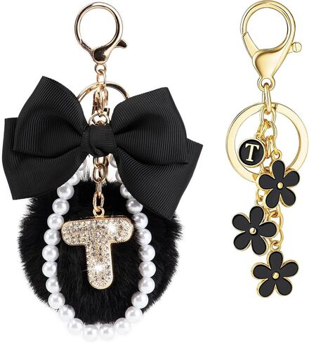 أنت wizv key -keykain for women girls cute bow flower puff ball purse bage bage for handbags backpack in Kuwait