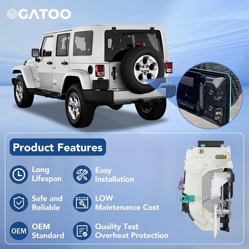 قفل الباب الخلفي Tiftgate Actuator خلفية الجذع المزلاج ث/مجموعة الطاقة ملائمة لـ 3.6L 3.8L JEEP WRANGLER JK 2007 2008 2008 2010 2012 2015 2015 2015 2017 ، يحل محل 4589584AG 4589584AF 4589584AD in Kuwait