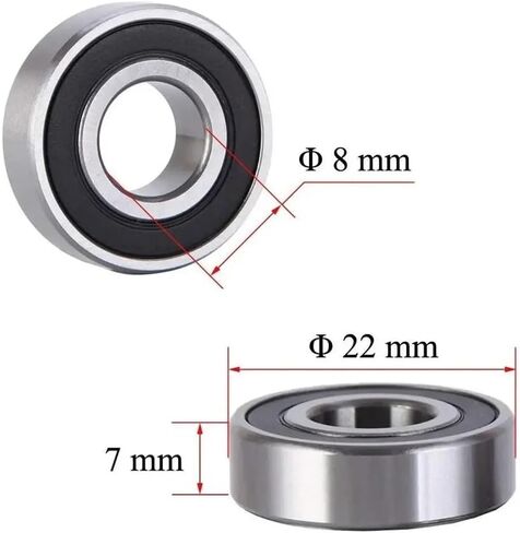 10pcs 608 ZZ 608RS Ball Bearings 608zz Metal Minialted Miniature Minister Deep Groove Ballboard Ball Bearings 8mm × 2mm × 7mm (10pcs 608zz) in Saudi Arabia