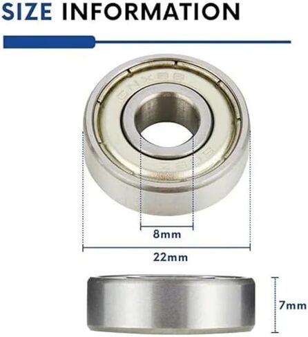 10pcs 608 ZZ 608RS Ball Bearings 608zz Metal Minialted Miniature Minister Deep Groove Ballboard Ball Bearings 8mm × 2mm × 7mm (10pcs 608zz) in Saudi Arabia