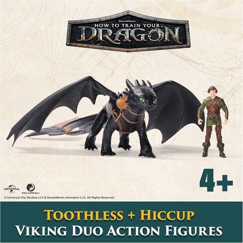 Dreamworks Dragons, How to Train Your Dragon, Toothless & Hiccup, Viking Duo Action Figures, Kids Toys for Boys Ages 4 and up in Kuwait