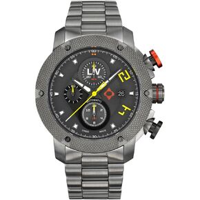 LIV GX-AC سويسرية أوتوماتيكية ETA 7750 26 حركة جوهرة كرونوغراف 46 مم 316L، قرص ثلاثي الأبعاد متعدد الطبقات + تاريخ سريع - ساعة كلاسيكية متينة للرجال - هيكل عظمي خلفي - كريستال الياقوت - مقاومة للماء حتى 330 قدم in Kuwait