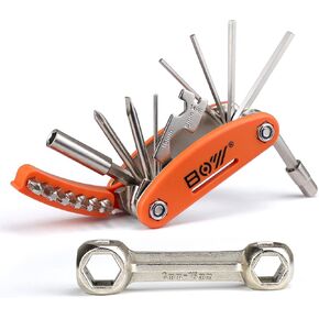 طقم إصلاح الدراجة مع حقيبة أدوات + مضخة دراجة + أداة متعددة للدراجة + مستخرج كرنك ومفتاح ربط + مفتاح ربط عظمة + رافعة إطار + مجموعة رقع دراجة بدون غراء in Kuwait