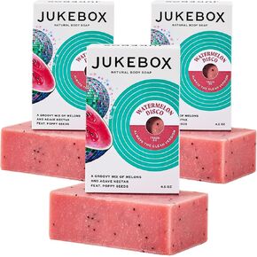 JUKEBOX Soap, Watermelon Disco, Natural Bar Soap for Women, Cold Process, Heavy Scrub, Bath Soap with No Harmful Ingredients, Created for All Skin Types, Watermelon,Cantaloupe, Agave- 4.5oz in Kuwait