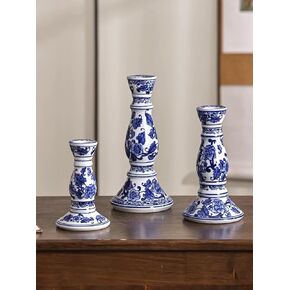 Blue and White Porcelain Ceramic House Candle Holder Chinese Traditonal Style Simple Home Candlestick Decoration Incense Stick (m) in Saudi Arabia