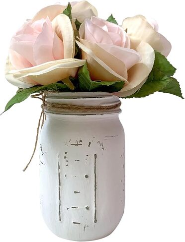 White Mason Jar Centerpieces for Tables, Mason Jar Centerpieces White, Pint Mason Jars For Centerpieces, Painted Mason Jars for Centerpieces, Small Mason Jars Pen Holder, White Mason Jar Decor in Kuwait