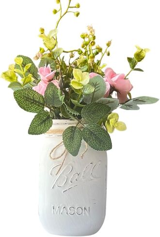 White Mason Jar Centerpieces for Tables, Mason Jar Centerpieces White, Pint Mason Jars For Centerpieces, Painted Mason Jars for Centerpieces, Small Mason Jars Pen Holder, White Mason Jar Decor in Kuwait