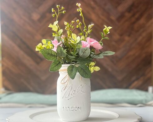 White Mason Jar Centerpieces for Tables, Mason Jar Centerpieces White, Pint Mason Jars For Centerpieces, Painted Mason Jars for Centerpieces, Small Mason Jars Pen Holder, White Mason Jar Decor in Kuwait