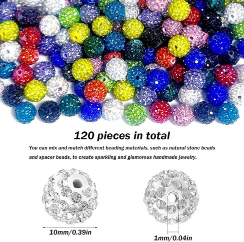 120pcs 10 مم حبات الراين الراين لصنع المجوهرات ، و 12 حبات ملونة من الكريستال المستديرة من الكريس in Kuwait