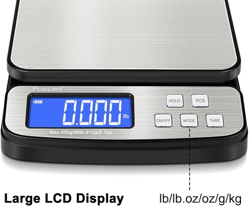 Fuzion Digital Postal Scale - 88lb x 0.1oz, 5 Units, Hold/Tare/PCS Counting, Easy Calibration, Large LCD, Scale for Packages, All-in-1 Shipping Scale in Kuwait