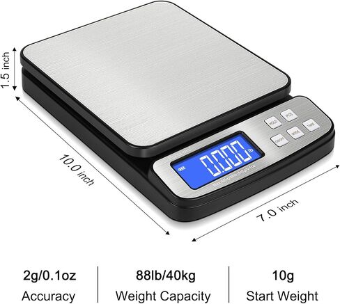 Fuzion Digital Postal Scale - 88lb x 0.1oz, 5 Units, Hold/Tare/PCS Counting, Easy Calibration, Large LCD, Scale for Packages, All-in-1 Shipping Scale in Kuwait