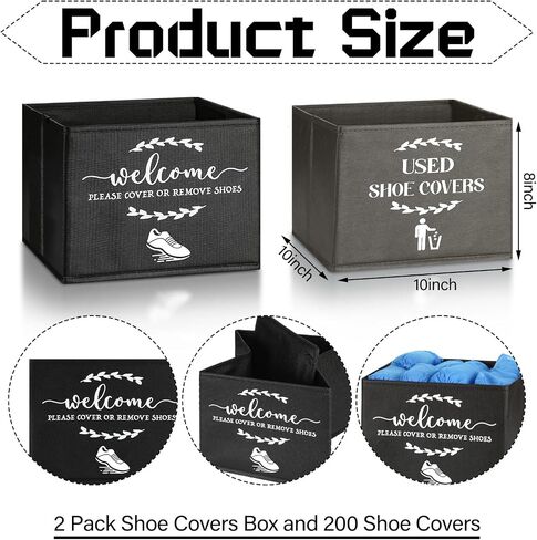 Suzile 2 Pcs Shoe Covers Box 200 Pcs Disposable Shoe Covers Open House Supplies Foldable Booties Shoe Covers Holder Storage Bin for House Indoor Guest Supplies, 10 x 10 x 8 Inch(Black, Red, Blue) in Saudi Arabia