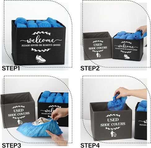 Suzile 2 Pcs Shoe Covers Box 200 Pcs Disposable Shoe Covers Open House Supplies Foldable Booties Shoe Covers Holder Storage Bin for House Indoor Guest Supplies, 10 x 10 x 8 Inch(Black, Red, Blue) in Saudi Arabia