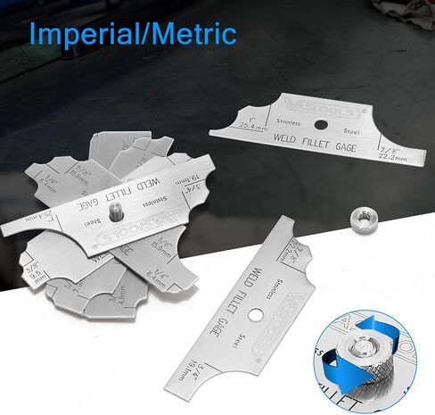 Cam Type Weld Gauge,Stainless Steel,Metric & Inch,Linear Measurements up to 2"(50mm),Permanently Etched Markings and Thickness for Professional Welders in Kuwait