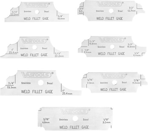 Cam Type Weld Gauge,Stainless Steel,Metric & Inch,Linear Measurements up to 2"(50mm),Permanently Etched Markings and Thickness for Professional Welders in Kuwait