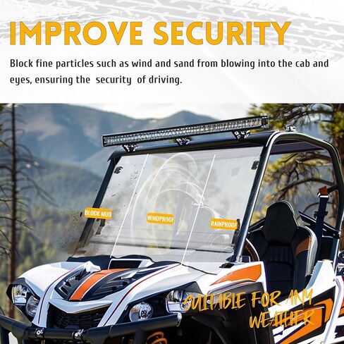 Kuafu Flip Clear Windshield متوافق مع 2015+ Massimo MSU Bighorn Coleman outfitter Hisun Cub Cadet Challenger 500/700 UTV Front Windscreen in Saudi Arabia