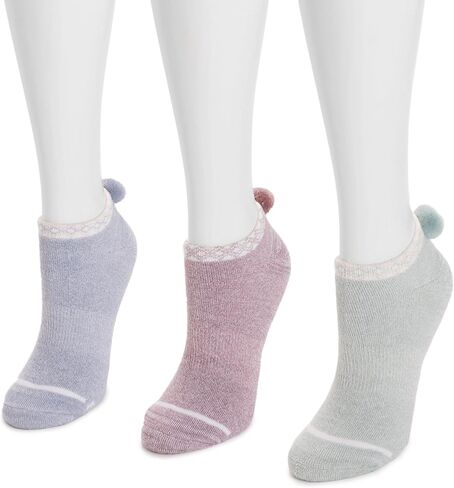 Muk Luks 3 Pack Dream Step Low Cut W/Pom ، Multi ، OS (6-11) in Saudi Arabia