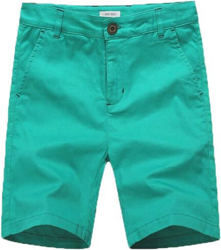 شورت للأولاد - شورت أمامي مسطح بخصر قابل للتعديل، شورت تشينو للأولاد من عمر 5 إلى 14 سنة، 6 ألوان للاختيار من بينها in Kuwait