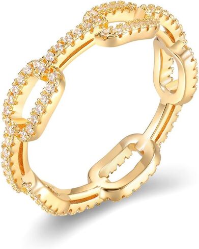 MDFUN 18K الذهب الأبيض/الذهب الأصفر مطلي الوعد المشاركة حلقات الأبدية ارتباط مكعب الزركونيا خاتم الزفاف فرق الزفاف للنساء الحجم 5-10 in Saudi Arabia