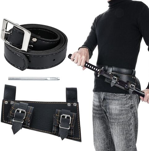 Medieval Sword Frog Holster with Belt, Adjustable Pu Leather Scabbard for Katana and Rapier in Saudi Arabia