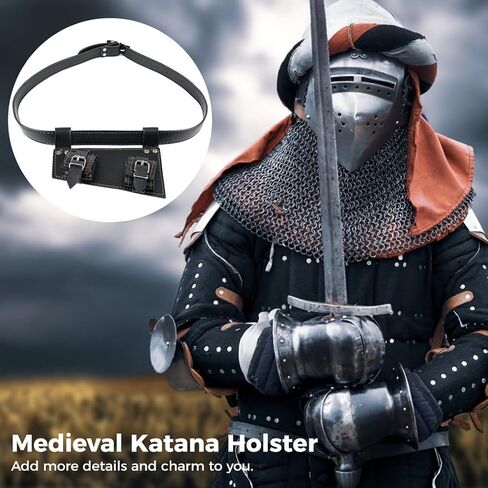 Medieval Sword Frog Holster with Belt, Adjustable Pu Leather Scabbard for Katana and Rapier in Saudi Arabia
