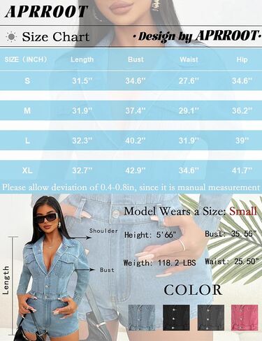 بذلة الدنيم العتيقة للسيدات جان رومبر الأكمام الطويلة لأسفل شورتات شحنات واحدة مطاطية مع جيوب in Kuwait