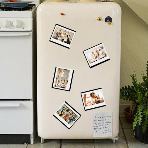 Magnetic Picture Frame Refrigerator Magnets for Polaroid 600 and Fujifilm Instax Wide 300 Film, for Metal Fridge Cabinet Lockers, 5 Pieces. (White) in Kuwait