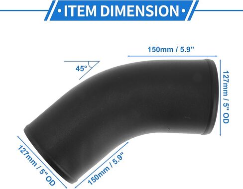 5 "OD 45 درجة الانحناء 6064 سبيكة الألومنيوم أنبوب أنبوب إنبود السطح المبرز انفجار هواء الاتصال خرطوم مع لفة حبة مزدوجة 5.9" طول الأسود in Saudi Arabia