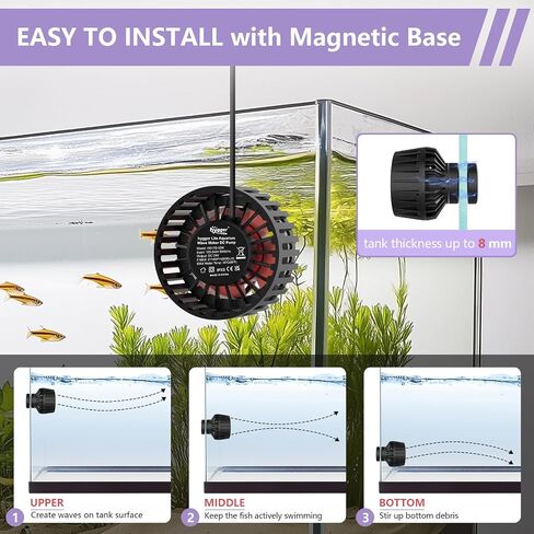 hygger Lite Wave Maker for 10-50 Gallons Aquarium Adjustable Circulation Pump with Magnetic Base Fish Tank DC Powerhead for Coral Reef and Freshwater Up to 792 GPH in Saudi Arabia