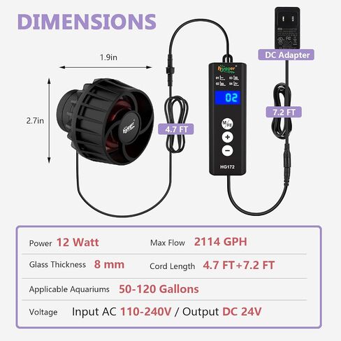 hygger Lite Wave Maker for 10-50 Gallons Aquarium Adjustable Circulation Pump with Magnetic Base Fish Tank DC Powerhead for Coral Reef and Freshwater Up to 792 GPH in Saudi Arabia