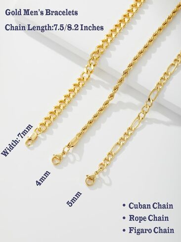 3 PCS أساور فضية للرجال 925 الجنيه الاسترليني الفضة/14 كيلو الذهب الحفل الكوبي سوار سوار الحبل فيجارو مجموعة هدايا مجوهرات رجالي لأبي زوج زوجها in Kuwait
