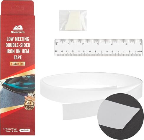 Hem Tape 2 Inch x 10 Yards – Low Melting Point Iron-On Hemming Tape for Pants, Curtains, T-Shirts – Heavy Duty, Washable, No Sew Fabric Adhesive in Kuwait