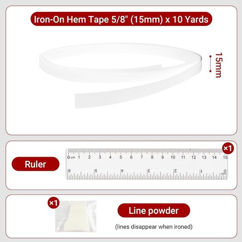 Hem Tape 2 Inch x 10 Yards – Low Melting Point Iron-On Hemming Tape for Pants, Curtains, T-Shirts – Heavy Duty, Washable, No Sew Fabric Adhesive in Kuwait