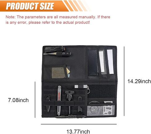 Tactical Molle Car Sun Visor Organizer, 600D Oxford Cloth Truck Visor Panel Storage Pouch Holder with Multi-Pocket, Tactical Gear Car Sunshade Storage Bag for Most Cars, SUVs, Trucks (Black) in Saudi Arabia