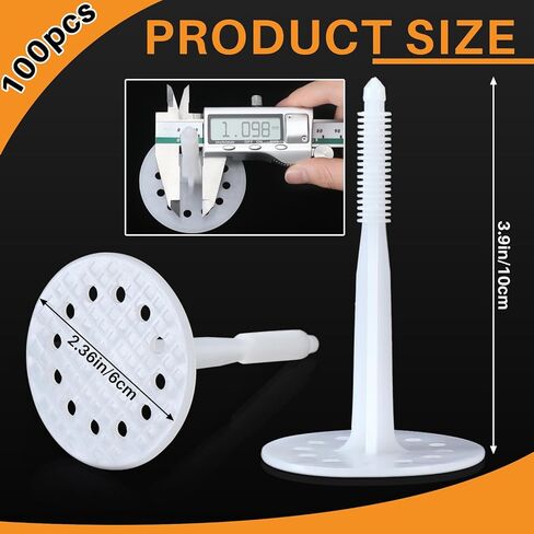 250 Pcs 10cm Heavy Duty Plastic Insulation Masonry Fasteners, Durable Anchors Fasteners for Fixing and Fastening Rigid Foam Insulation Board Panels in Saudi Arabia