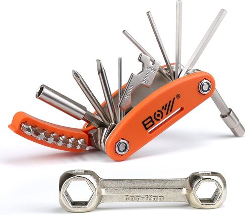 طقم إصلاح الدراجة مع حقيبة أدوات + مضخة دراجة + أداة متعددة للدراجة + مستخرج كرنك ومفتاح ربط + مفتاح ربط عظمة + رافعة إطار + مجموعة رقع دراجة بدون غراء in Kuwait